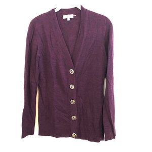 Tory Burch classic v-neck cardigan in burgundy